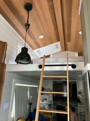 Ladder to sleeping loft