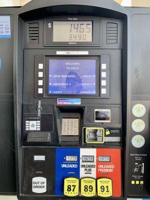 Gas prices 05.18.25 ($0.35 charge for using debit card)