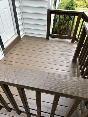 Deck after pressure washing and staining