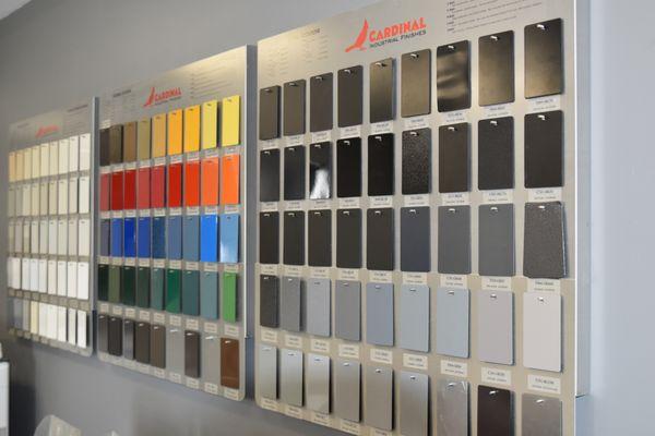 We have a large inventory of stock colors and custom colors are available upon request.