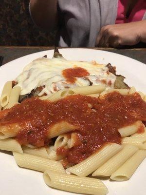 The eggplant Parmesan is really , really good. Eggplant is grilled and not deep fried.