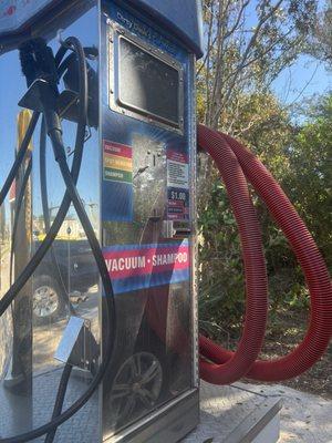 The vacuum turns on but doesn't suck anything. They are broken. The shampoo works though.