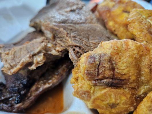 Beef and tostones