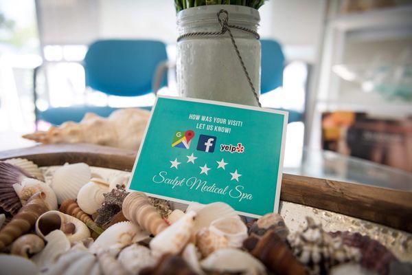 You get 10% off your following visit,if you give us a review!