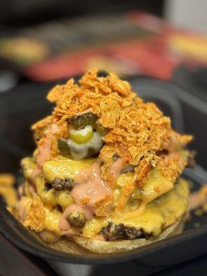 Cheesey jalapeno triple smash burger