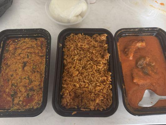 Jollof Rice, Egusi Soup, Red Stew