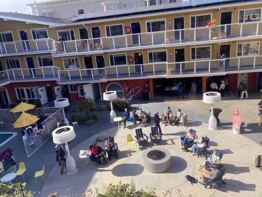 See all those hotel rooms with open doors? There's art in each room, 3 floors of it.