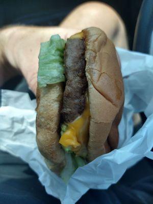 Cheese burger with mustard