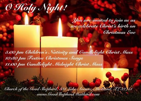 Christmas Eve Services at The Episcopal Church of the Good Shepherd, 331 Lake Avenue, Maitland, FL 32751