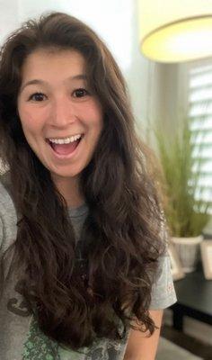 Basic trim with long face framing and layers to chop off the dead ends 