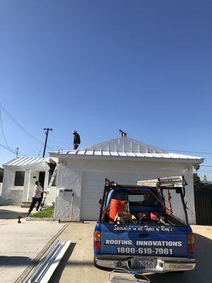 La county inspector came to approve the final inspection of the metal roof completed by Juan , roofing innovations. Passed.