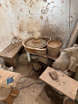 A kick wheel for pottery. Try it!