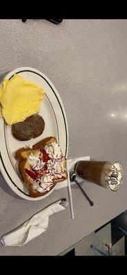 Plate of breakfast with coffee