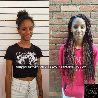 Protective Style: Box Braids African American Hair Salon in Ithaca NY. #boxbraids #ithacabraids #ithacacollege #cornelluniversity