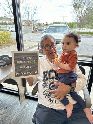 My little girl, her first visit documented with grandpa