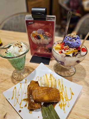 Desserts: Buko Pandan, Halo-halo, Turon