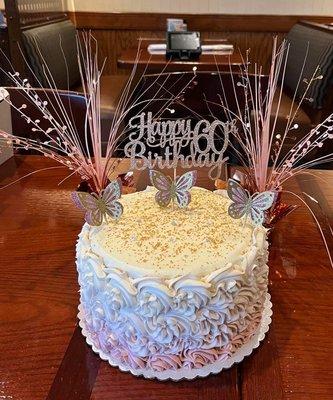 My 60th Birthday Cake by Classy Cakes by Andrea! Another beautiful and tasty cake! (I added the cake picks.)