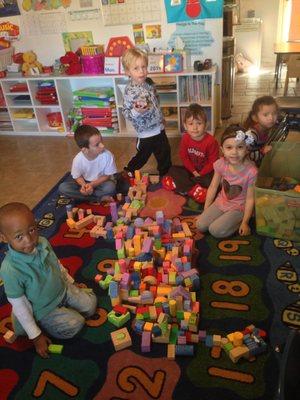 Building blocks while building friendships.