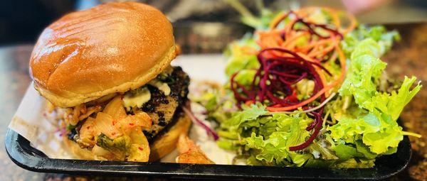 Furikake Fish Burger with Tossed Greens