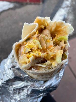 Breakfast burrito with chorizo