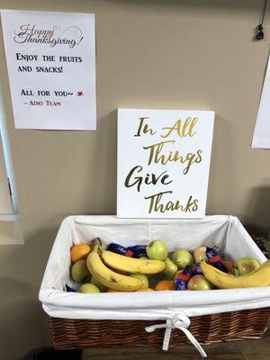 Thanksgiving snacks for clients - very thoughtful!