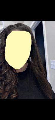 Asked Carlha for curls but got straight hair instead--had to go home and curl it myself to get the look I wanted.