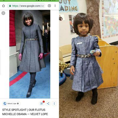 We sewed a coat dress for a little "Michelle Obama"
