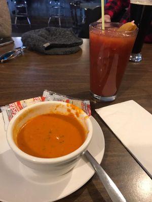 The soup of the day (Tomato Bisque). Incredibly flavorful, perfect for a cold day