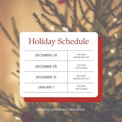 2024 holiday EPOC schedule!