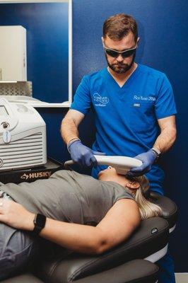 Rick working with the BBL (IPL) laser