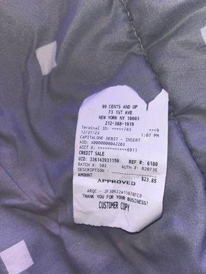 My ripped receipt! I don't care that it's ripped, it's just the unprofessionalism of the way this exchange occured!