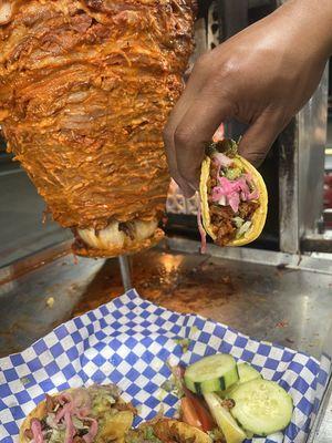 Tacos burritos tortas mulitas al pastor marinated with chipotle, chile Guajillo chile california