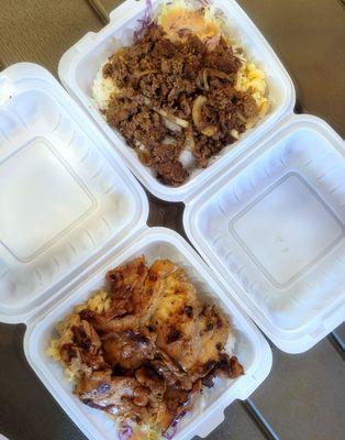 Korean Bulgogi Beef Plate & Hawaiian BBQ Chicken Plate