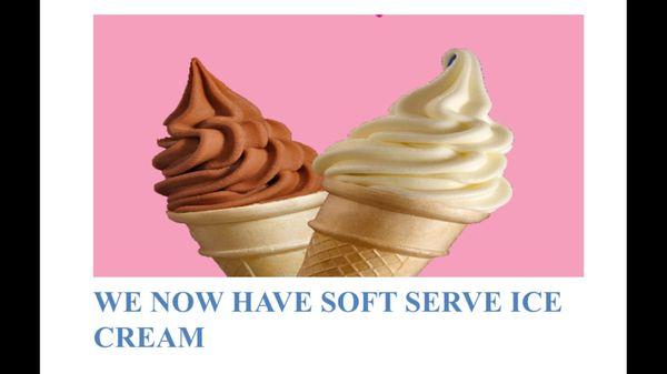 Come get soft serve n milkshakes we have chocolate n vanilla n swirl