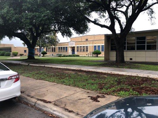 View from the east side of the main entrance