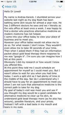 My email to Dr Lowell