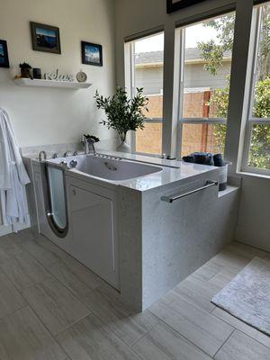 stone and custom walk in tub