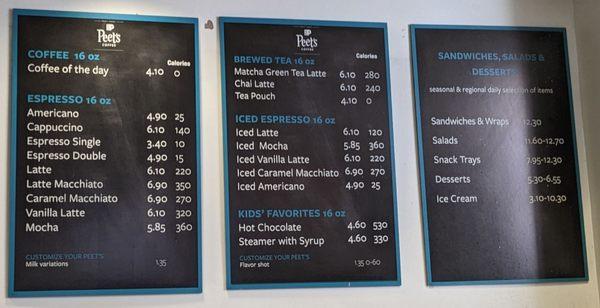 Menu as of Nov. 2022.