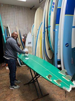 Nigel (owner of Station Rbny) doing his repair work