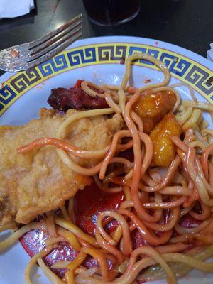 Fried chicken and orange chicken