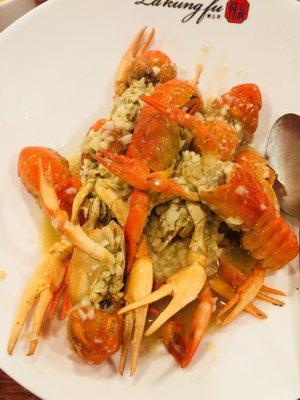 The garlic sauce is very good, but the crawfish does not taste like live ones as advertised.