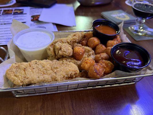 Chicken tenders w sweet potato tots