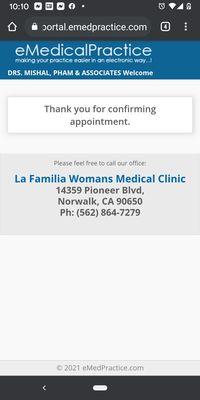 They text you a confirmation about your Appointment. You confirm it and this pops up.