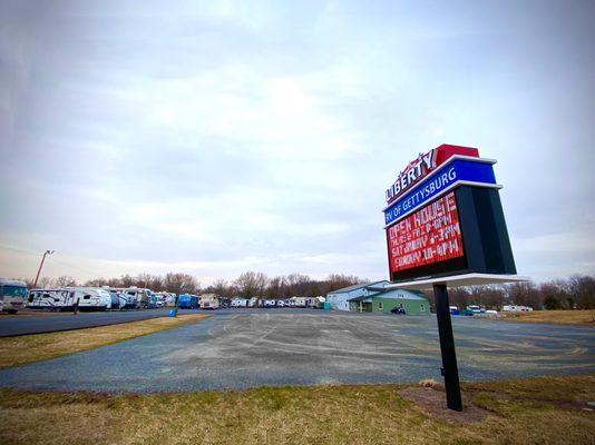 southward view of Liberty RV of Gettysburg property