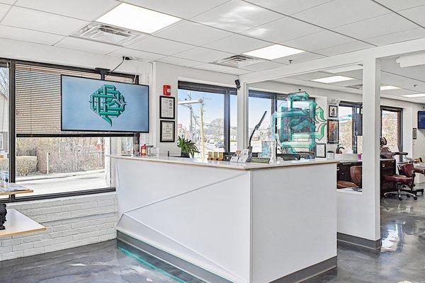 Welcome to Grand Flourish Tattoos, check out our lobby where you'll be greeted with smiles.