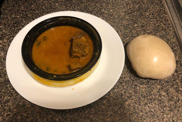 Ogbono Soup with Goat and Swallow