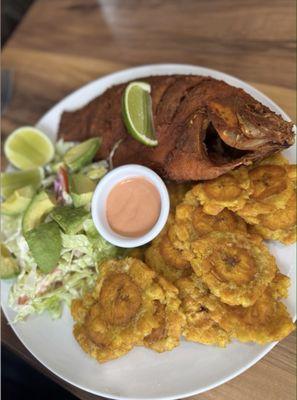 Tostones and fried fish