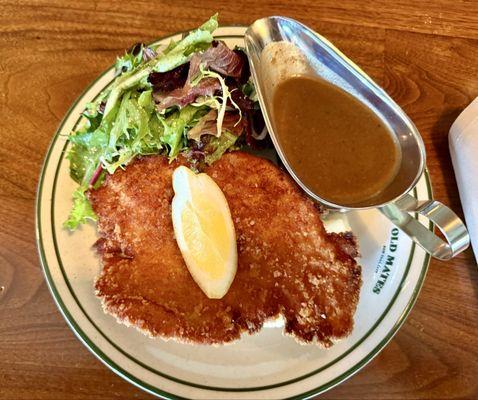 Chicken schnitzel with mushroom sauce