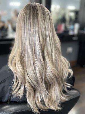 Balayage blonde color by Jenny