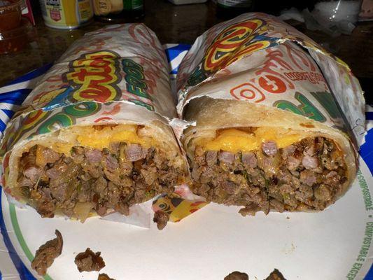 Carne asada with guac, pico and cheese.